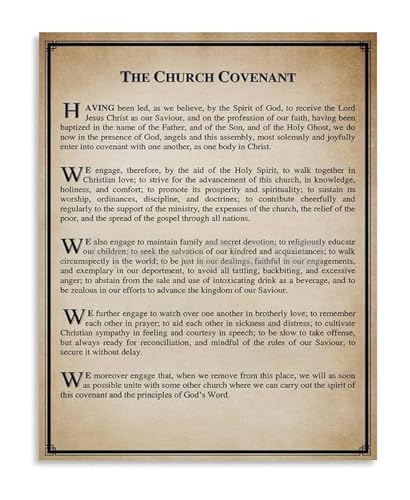 Church Covenant and Vows Print Biblical Wall Art for Christian Home Decor Prayer Room Inspiration(Framed,16x24inch(40x60cm))