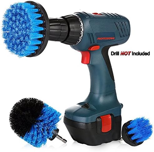 Multipurpose Drill Brush Attachment Kit - All Purpose Scrubber Cleaner for Bathroom, Kitchen, Grout, Floor Tiles, Carpet - Set of 3 Brushes, 2 Free Pairs of Non Latex Gloves Included!