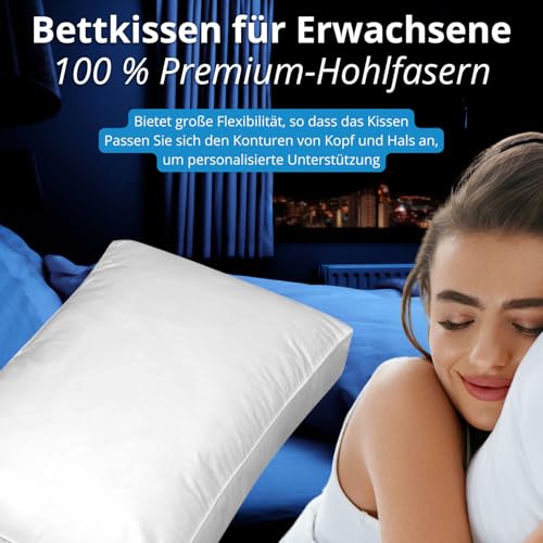 Kissen 50x60 cm Mikrofaser weich Premium Kopfkissen 50x60 Bequemes Rechteckiges Schlafkissen Anti Allergie Kopfkissen Nackenschmerzen (GARANTIE) Pillows for Sleeping Bettkissen Hotellerie Erwachsene