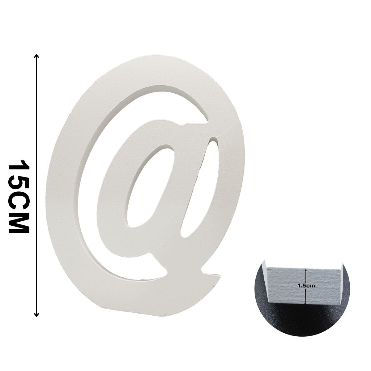 6 Inch White Decorative Wooden Letters and Numbers (@) - Image 2