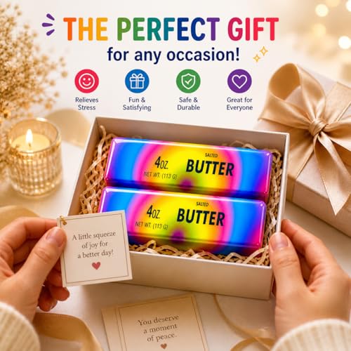 2-Pack Butter Squishy Stress Toy,2026 New Soft Novelty Toy,Realistic Butter Stick Fidget, Slow Rising Soft Squeeze Toy for Adults Stress Relief & Anxiety Relief (2PCS Butter Dazzling Colors) - image 5