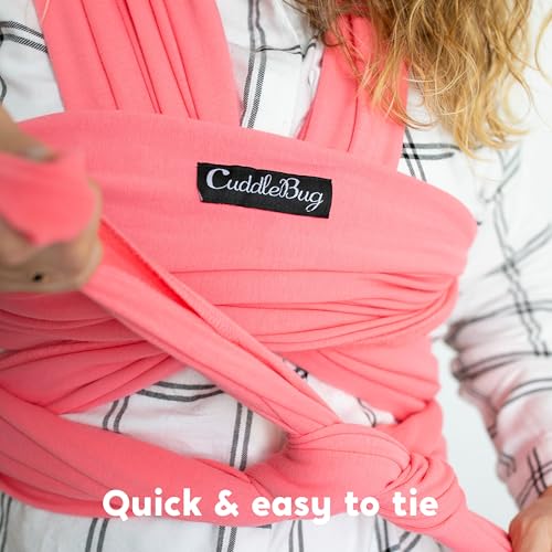 Image of Cuddlebug Baby Wrap Carrier, Soft Stretchy Newborn Sling, 7-35 lbs, Pink | Breathable Fabric, Hands-Free Baby Wearing Wrap, Hip-Healthy support with Gentle Stretch that hugs from day one.