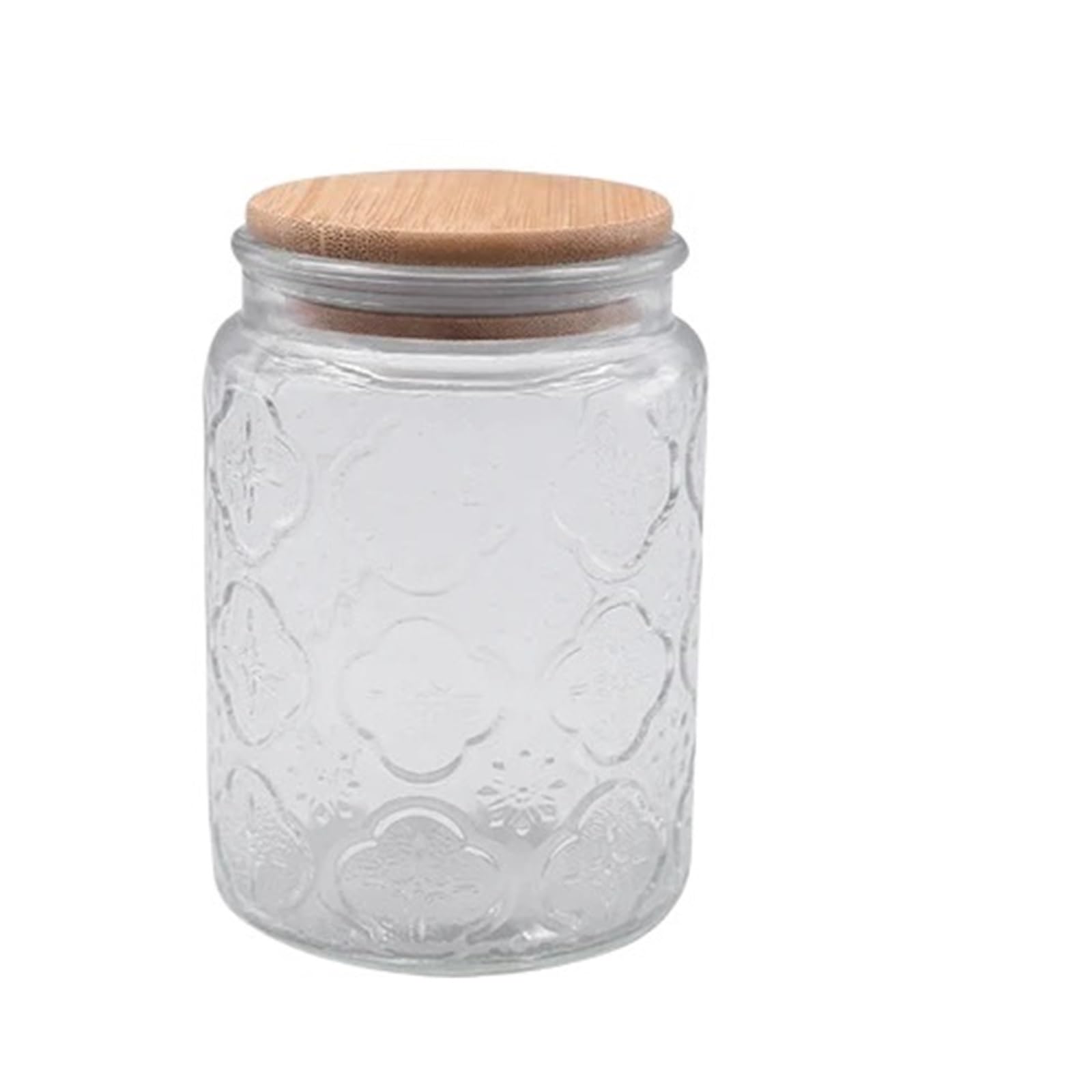 LSNNMU 2pcs Embossed Glass Sealed Jar Storage Snack Dried Fruit Kitchen Supplies Ornament For Preserving(ClearB)