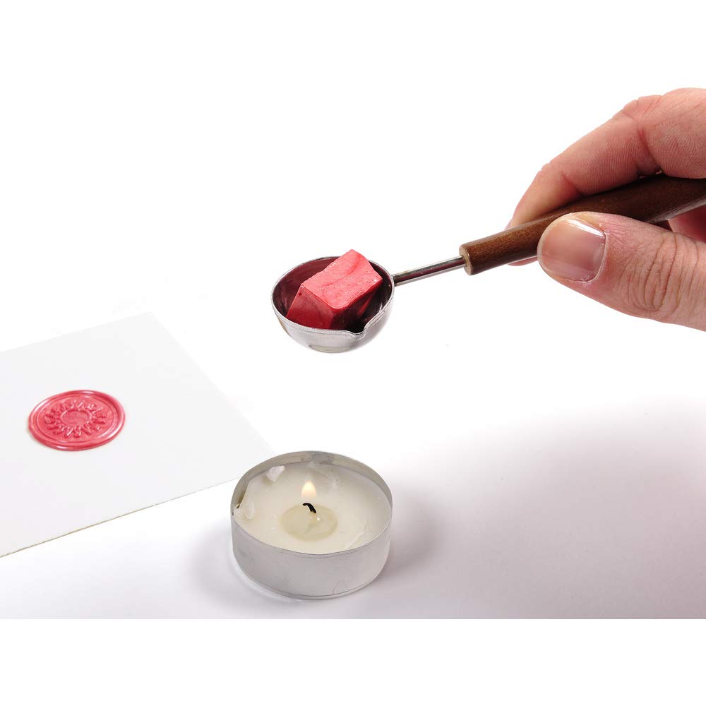 EXACOMPTA Herbin 46100T - Un coffret traditionnel comprenant une cuillère à cire, un bâton de cire nacrée rouge et une notice 18 x 7 x 1.60