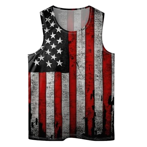 Zenzenze Vintage American Flag Men's Tank Tops Summer Sleeveless Tee Cool Workout T-Shirts Beach Athletic Undershirts