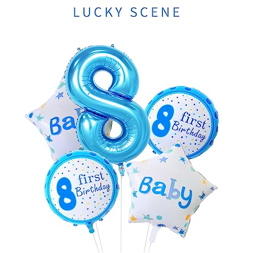 Image of 40 Inch Blue Number Balloons, Helium Mylar Foil Number Balloons for Birthdays, Number 8 Balloon for Party Wedding Bachelorette Birthday Bridal Shower Graduation Anniversary Celebration Party