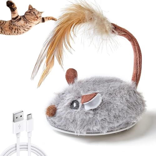 Vealind Interaktives Katze Maus Spielzeug, Elektrisch Plüsch Mäuse Intelligenz katzenspielzeug Selbstbeschäftigung USB Ladekabel Spielzeug für Kat Vealind Interaktives Katze Maus Spielzeug, Elektrisch Plüsch Mäuse Intelligenz katzenspielzeug Selbstbeschäftigung USB Ladekabel Spielzeug für Kat