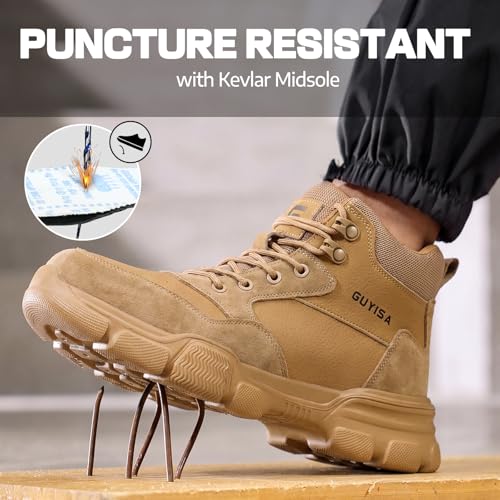 Image of Steel Toe Work Shoes for Men, Lightweight Safety Shoes with Puncture Resistant Midsole, Comfortable Protective Work Shoes for Warehouse Factory Light Construction