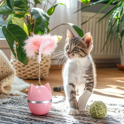 Balle d'herbe à chat interactive avec plume bleue pour l'exercice en intérieur - 8