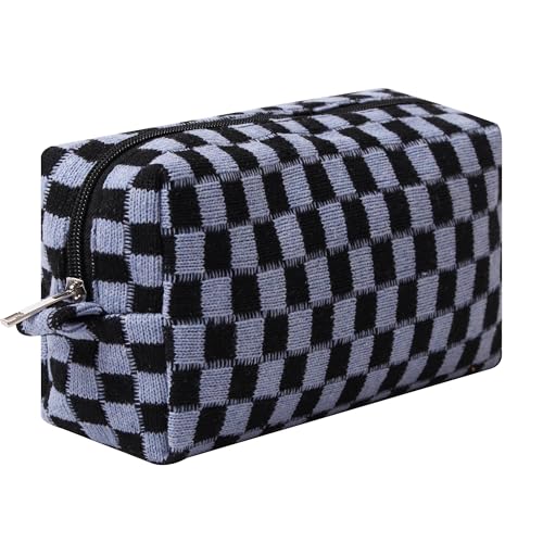 Image of Pencil Case Pencil Pouch Cute Pen Holder Aesthetic Pen Bag Coin Pouch Cosmetic Bag Office Stationery Organizer for School College and Travel (Blue black)