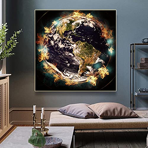 Impression sur toile paysage abstrait de la terre | Poster salon 30x30