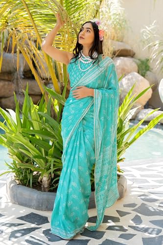 Image of MIRCHI FASHION Women Saree Leheriya Print Chiffon | Lightweight Traditional Sari for Farewell and Wedding Ceremonies with Unstitched Blouse Piece