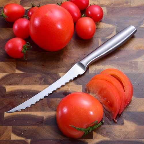 Omesata Tomato Knife, Tomato Slicing Knives Serrated Blade | High Carbon Stainless Steel, Smooth Cutting Tomatoes, Vegetables and Fruits - Image 4