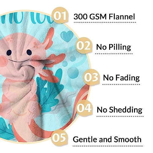 Girl Blanket - 30x40 Inches Cute Axolotl Throw - Blue Soft Fuzzy Blankets for Couch & Office