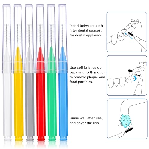 Image of Patelai 100 Pieces Braces Dental Brush for Cleaner Interdental Toothpick Dental Tooth Flossing Head Oral Hygiene Flosser Toothpick Cleaners Tooth Tool(Assorted Colors,Multiple Sizes)