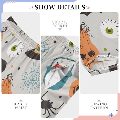 Spider Bat Pumpkin Boys Long Pants Soft Trousers Elastic Waist Kids Lounge Bottoms with Pockets S-XL4