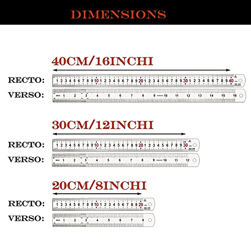 Set of 3 Stainless Steel Ruler 20 cm, 30 cm, 40 cm - Image 4