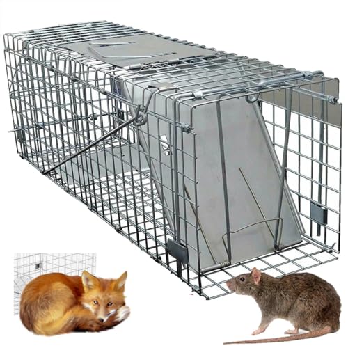 Marderfalle Lebendfalle Waschbärfalle Fuchs Katzen Kaninchen Ratten Falle XXXL Rattenfalle 62 cm Lebendfalle Käfigfalle Mausefalle Metall Mausefänger