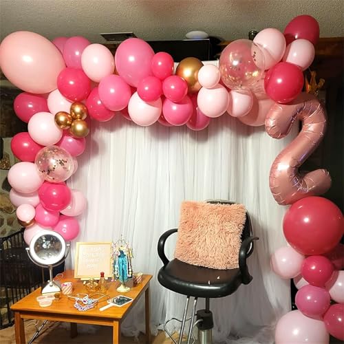 Image of 40 Inch 2nd Birthday Number Balloon, Pearl Pink Foil Giant Number Balloons 0-9 with Crown, for Kids Girls Women 20th Birthday Party Decor Baby Shower Anniversary New Year Party Decoration Supplies