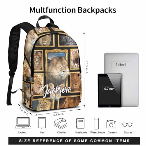 Animal Print Personalied Boys Backpack Lunch Bag Set with Name, Custom Lion Tiger Print School Bookbag for Preschool Kindergarten, Charming Gift for School & Outdoor Adventures3