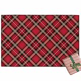 Welcome Door Mat 20x31.5in,Christmas Tartan Buffalo Plaid Indoor Entryway Doormats Non-Slip Bath Rug Absorbent Front Door Mats,Diamond Checker Lattice Floor Carpet for Bedroom Bathroom