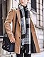Springrain Herren Wollmischung Erbsenmantel gekerbter Kragen Einreiher Mantel Warm Winter Trenchcoat, Khaki, M