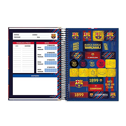 Caderno Barcelona Spiral - 1 matéria - 96 fls