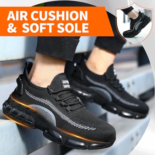 Image of Steel Toe Work Shoes for Men Lightweight Safety Shoes with Puncture Resistant Sole Comfortable Construction Industrial Work Shoe for Warehouse