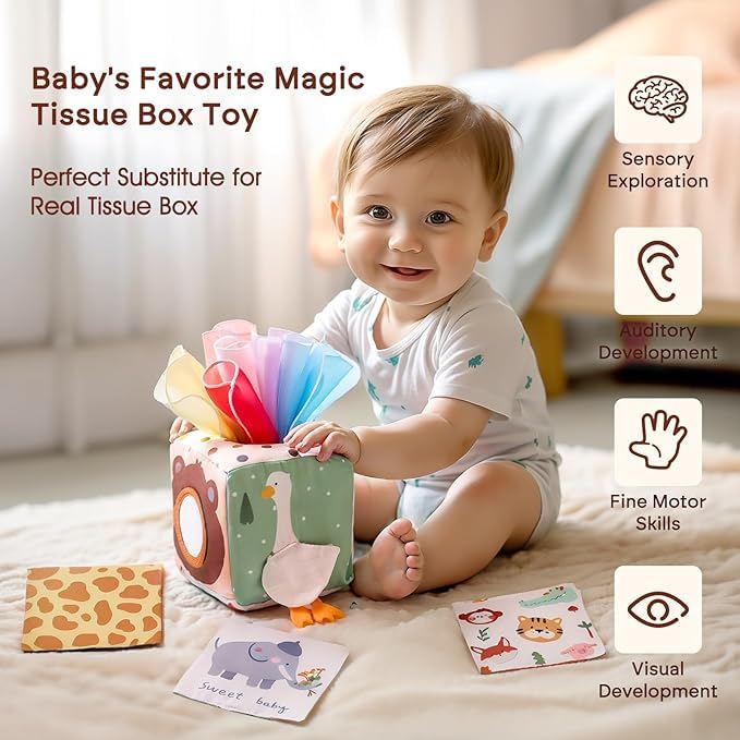Youuys Baby Tissue Box Toy for Babies 6-12 Months, Montessori Toys Baby Tissue Box Sensory Toys for 1 Year Old - Image 3