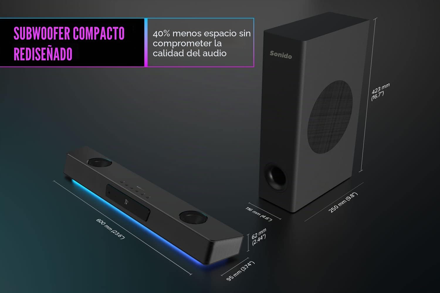 Sound Blaster Katana V2X Barra de sonido multicanal para juegos 5.1 con subwoofer compacto, potencia máxima de 180 W, diseño triamplificado de 5 drivers, tecnología Super X-Fi e iluminación RGB