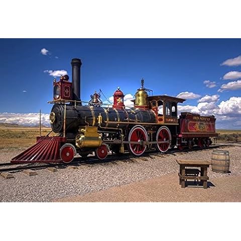Renaiss 7x5ft Classic Steam Train Photography Backdrop Vintage Railroad Tracks Railway Engine Locomotive Background Kid Adult Baby Portrait Shooting Vinyl Video Photo Studio Props Cover