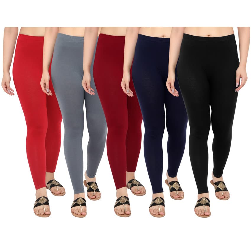 Image of NGT Cotton Lycra Ankle Length Leggings for Women Combo (Set of 6)