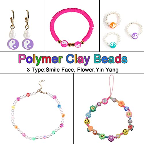 Polymeer Klei Kralen Kit 150 Stuks Handgemaakte Kralen Smiley Bloem Kralen Kleurrijke Kralen Leuke Spacer Kralen… - Image 4