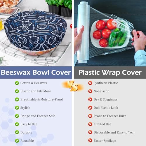 5Pcs Reusable Beeswax Elastic Bowl Covers for Bread Proofing and Food Cover - image 7