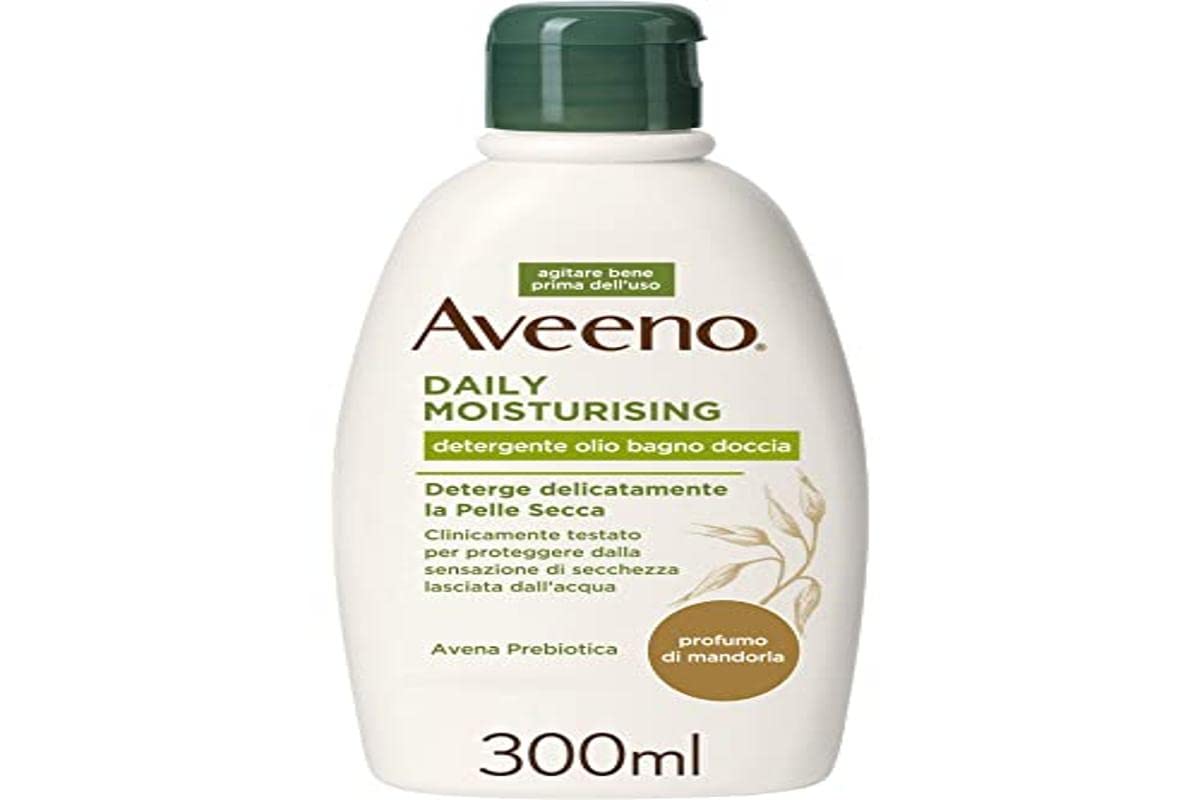 Aveeno, Olejek do kąpieli i pod prysznic z migdałami, płyn do mycia ciała, z potrójnym kompleksem prebiotycznej Avena i olejkami zmiękczającymi, sucha skóra, wrażliwa skóra, bez mydła i siarczanów,