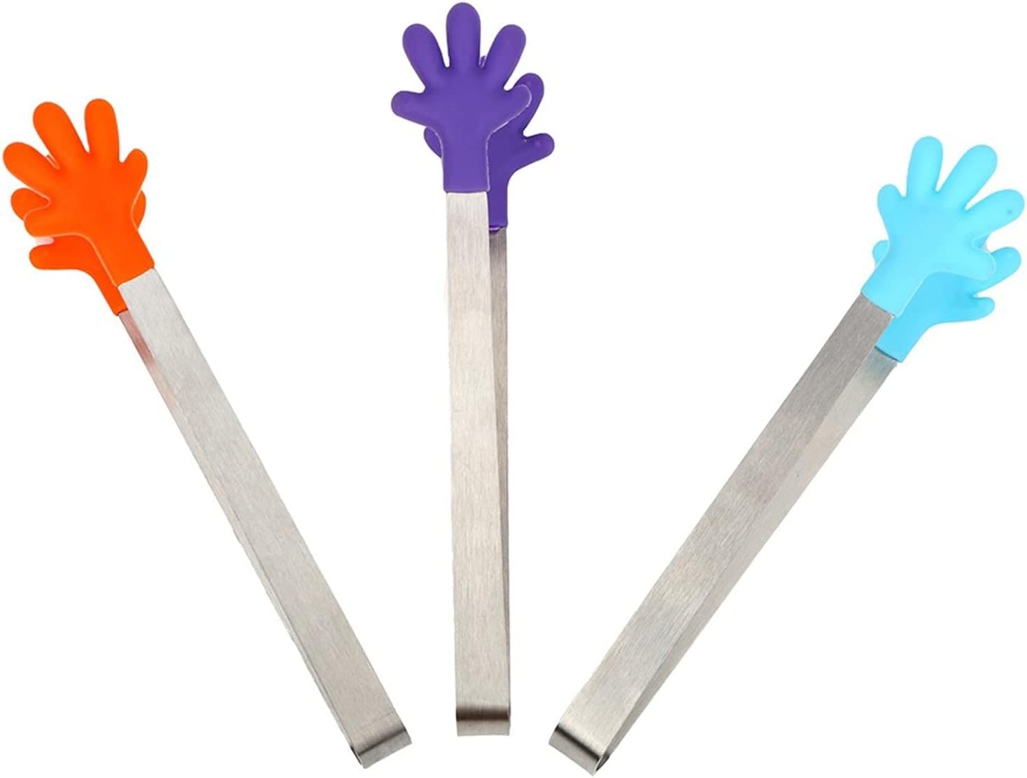 Mini Pinces de Cuisine en Acier Inoxydable, Pinces de Service pour salades, Barbecue, Silicone (Violet)