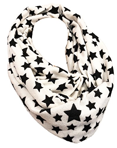 JameStyle26 STERN Kuschelschal Winter Loop Star Winter Schal Schlauchschal Rundschal (Weiß Schwarz)