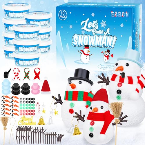 Image of Snowman Crafts for Kids, 10 Pack Christmas Craft DIY Snowman Kit, Build a Snowman Kit Indoor Decorations, Creative Kids Air Dry Modeling Clay, Snowman Making Kit Toys Activities Party Supplies