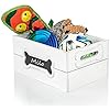 Red Co. 12” x 9” Distressed Wood Crate Dog Toy Storage Box with Handles and Chalkboard, White