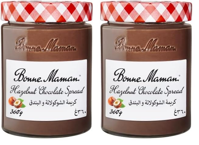 Bonne Maman Hazelnut Chocolate Spread with Cocoa, Palm Oil Free, 20% Hazelnut, 360g (Pack of 2)