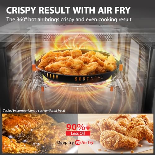 TOSHIBA Air Fryer Combo 8-in-1 Countertop Microwave Oven, with Convection, Broil, Odor Removal Mode, 12.4" Position Memory Turntable, Child-Lock, 1.0 Cu.ft, Black Stainless Steel, ML2-EC10SA(BS) A by TOSHIBA - Used condition - Image 2