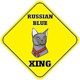 Russian Blue Cat Xing Crossing Funny Novelty SignVinyl Sticker Decal 8"