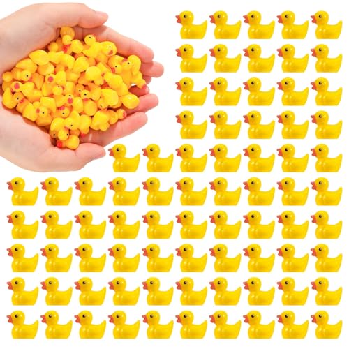 Halinuia Lot de 100 Mini Canards en Résine - Figurines Miniatures Décoration pour Bricolage - Aquarium Jardin Paysage - Maisons de Poupée