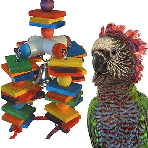 Super-Bird-Creations-SB440-4-Way-Play-Bird-Toy-Colorful-Wooden-Blocks-Ringing-Bell-and-Bird-Swing-Perfect-Chew-Toys-for-Mini-Macaws-Parrots-and-African-Greys-Ideal-for-Large-Birds Super Bird Creations - SB440 4 Way Play Bird Toy - Colorful Wooden Blocks, Ringing Bell, and Bird Swing - Perfect Chew Toys for Mini Macaws, Parrots and African Greys - Ideal for Large Birds - Image 1