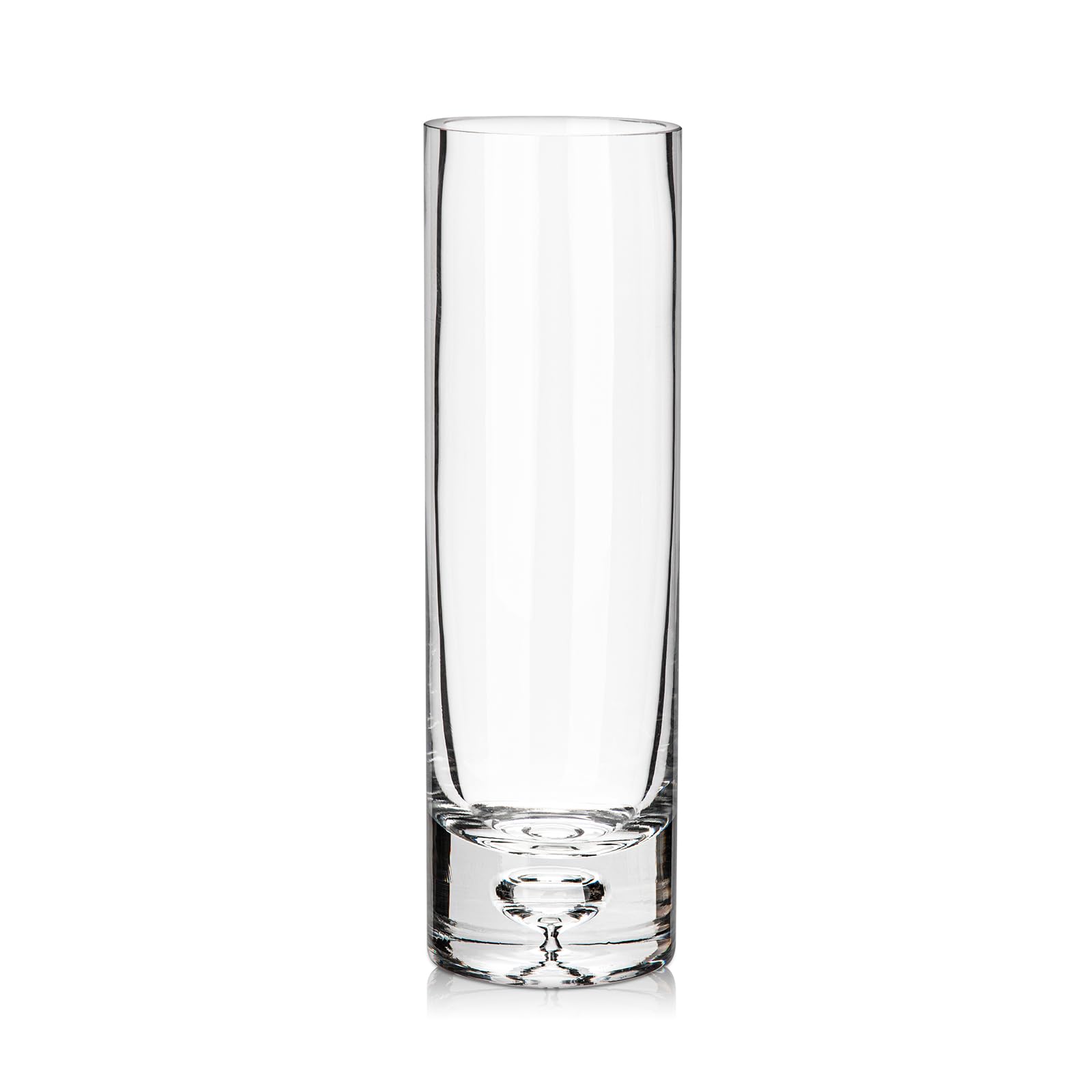 Briful Jarrón cilíndrico de cristal de 25,5 cm de alto, 7,5 cm de diámetro, jarrón de cristal brillante para decoración de mesa, jarrón transparente para sala de estar, 7,5 cm de profundidad x 25,5 cm