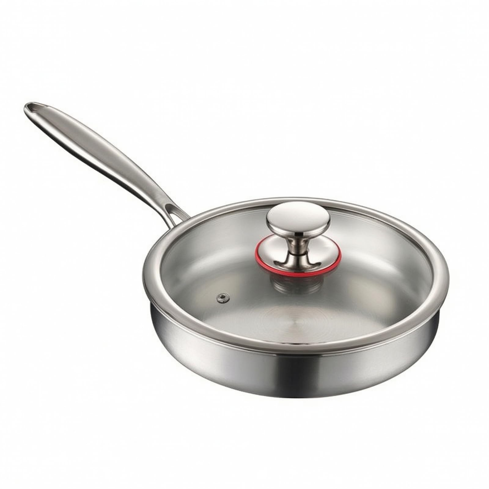 KESOTO in Acciaio Inox con Coperchio Durevole Antiaderente senza Rivestimento Facile da Pulire per Quotidiana, Colazioni, 30 Cm