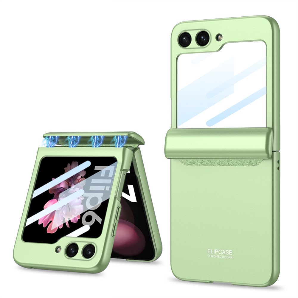 Funda rígida de PC con protección de bisagra magnética para Samsung Galaxy Z Flip 6, con Protector de Pantalla pequeño, Verde, para Galaxy Z Flip 6