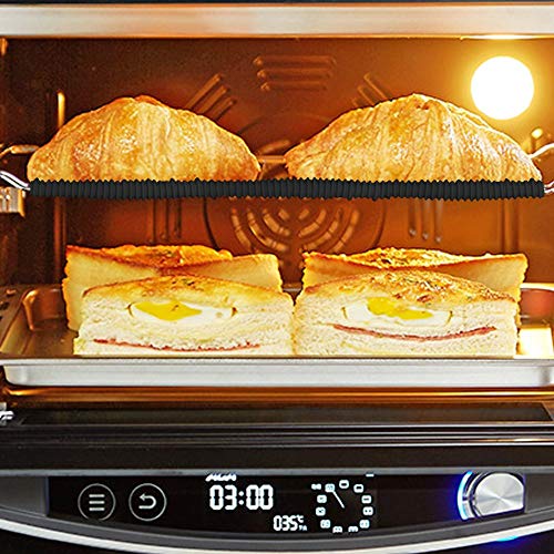Emoly Silicone Oven Rack Shields - Portable 4 Pack Heat Resistant Silicone Oven Rack Cover 14 inches Long Oven Accessories Rack Edge Protector, Protect Against Burns and Scars (Black) - Thumbnail 5