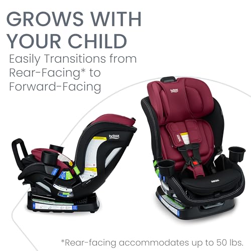 Image of Britax Poplar S Convertible Car Seat, 2-in-1 Car Seat with Slim 17-Inch Design, ClickTight Technology, Ruby Onyx