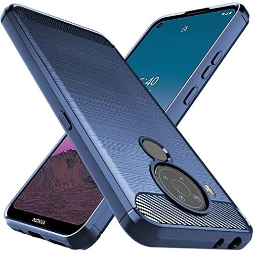 Image of NPRC Hybrid Ultra Slim Protective Case TPU Non-Slip Carbon Fiber Texture Shockproof Case Cover for Nokia 5.4 - Blue